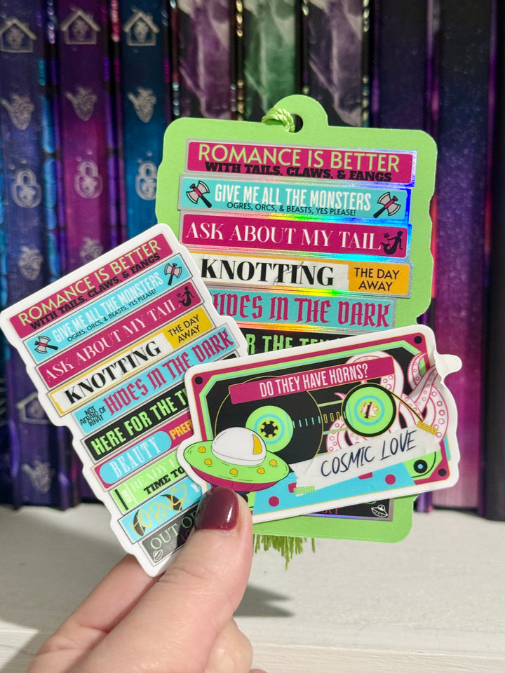 Monster Romance Bookmark +Sticker- Novel Couture® Retro Romance Pack