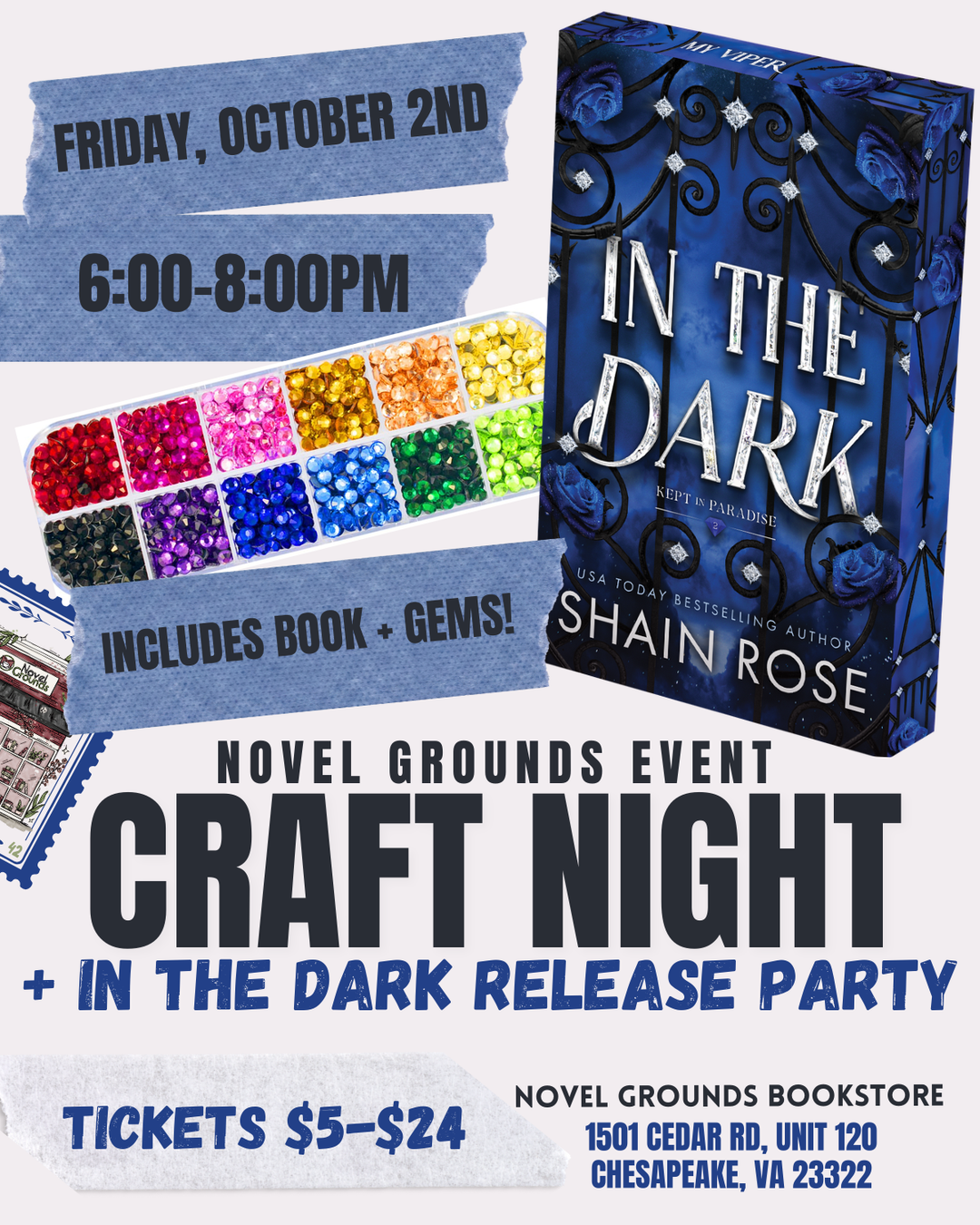 Craft Night: Book Bedazzling + In the Dark Release Party