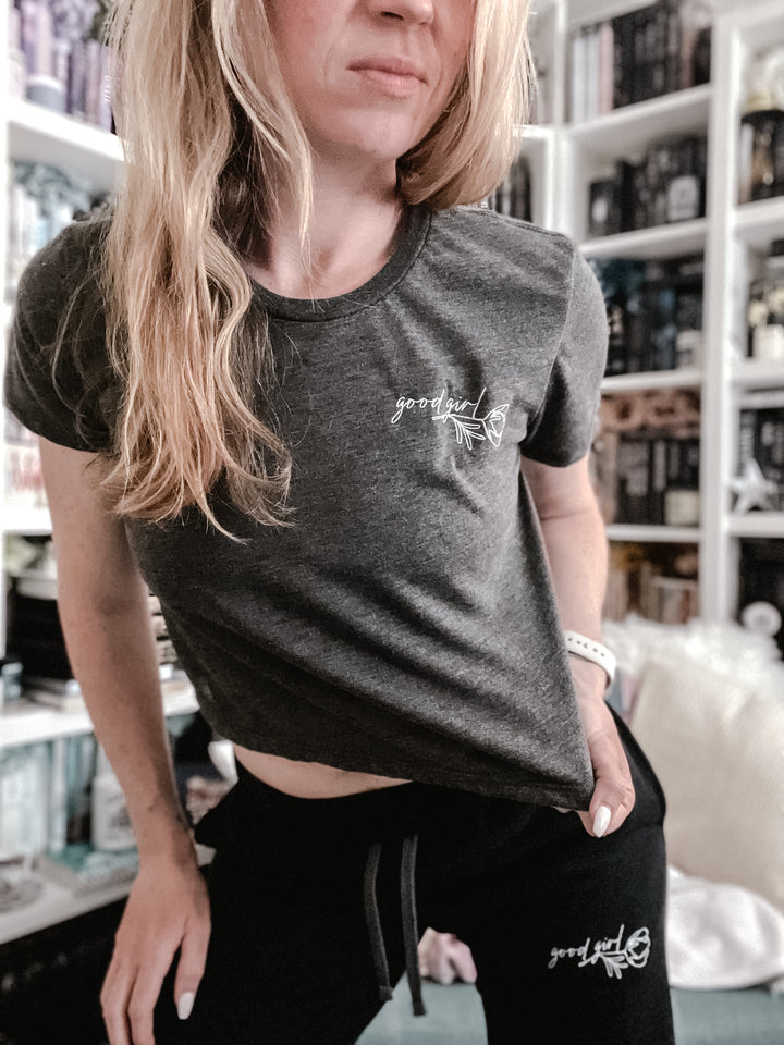 Good Girl Embroidered Crop Tee