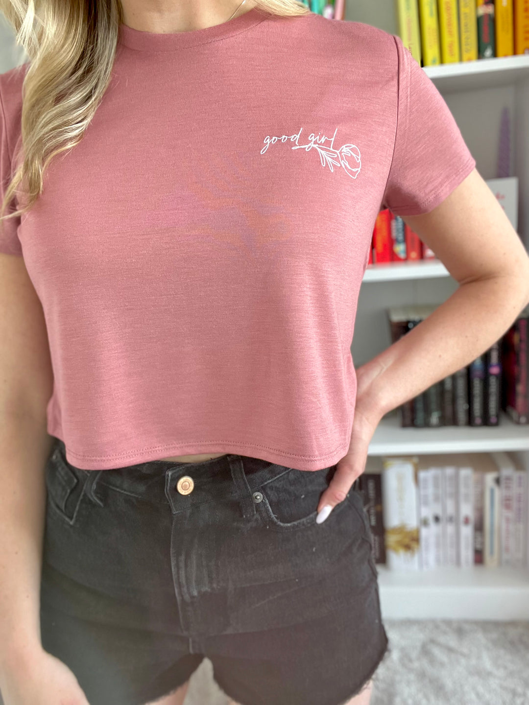 Good Girl Embroidered Crop Tee